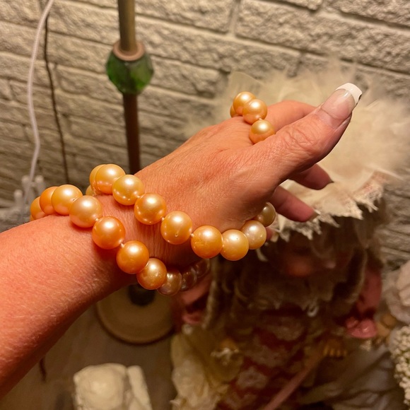 Authentic golden pink south sea pearl necklace - Picture 15 of 16